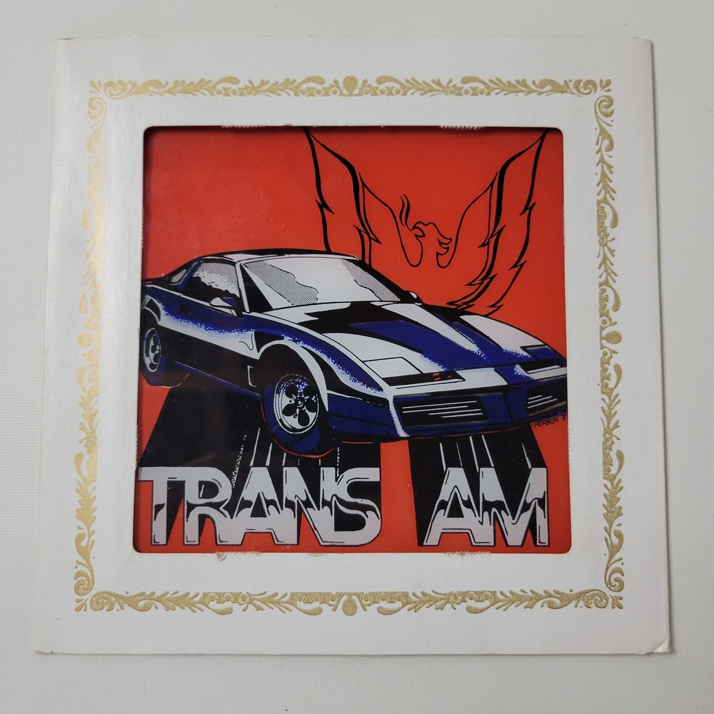 Vtg 1983 Pontiac Trans Am Carnival Glass Mirror Art Perrin 80s Muscle Car 8x8
